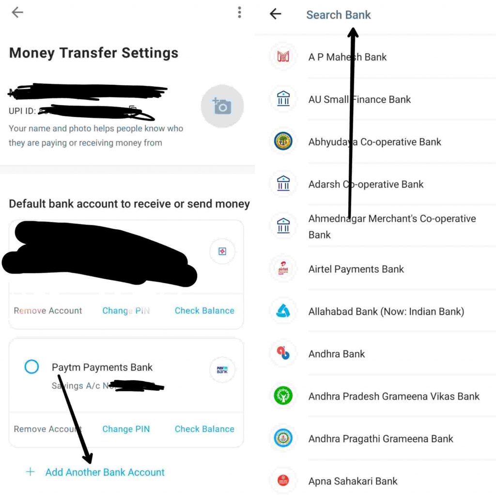 paytm app bank account linking